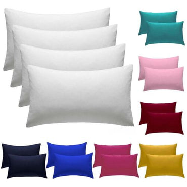 4x Luxury Pillow Cases 100% Poly Cotton 50 x 70 cm Pair Pack Bed Pillow Covers Towelsworld